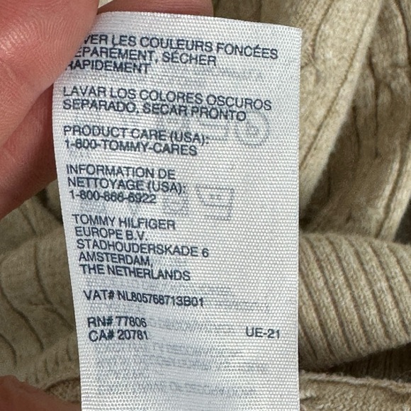 Tommy Hilfiger Cable Knit V-Neck Sweater Size XXL Beige Minimalist Neutral Norm - Picture 7 of 10